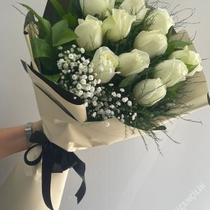 11Lİ BEYAZ GÜL BUKETİ
