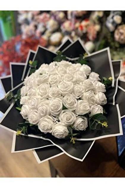 50 Lİ BEYAZ GÜL BUKET - Görsel 6